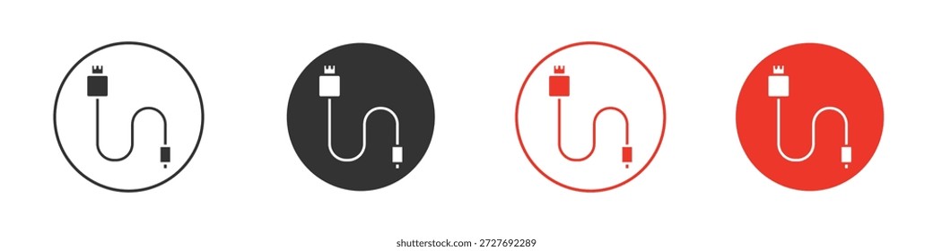 Símbolo do ícone do cabo telefônico. Design simples e plano para aplicativos móveis ou da Web. Logotipo de ilustração Vetor mínimo.