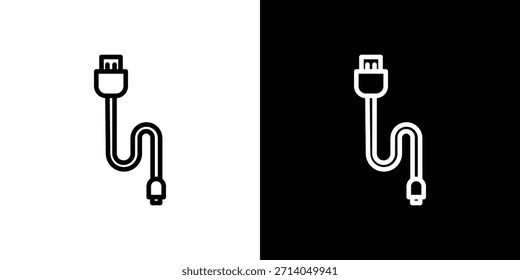 Icono de cable de teléfono en estilo plano y trazo delgado.