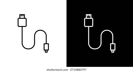Icono de cable de teléfono en estilo de línea de moda. Conjunto de Vector de icono de Sitio web.