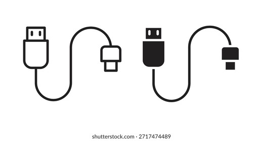 Iconos del cable del teléfono. Píxel perfecto. Icono de contorno de Vector. Concepto de logotipo plano.