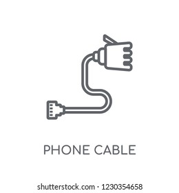 Phone cable linear icon. Modern outline Phone cable logo concept on white background from Internet Security and Networking collection. Suitable for use on web apps, mobile apps and print media.