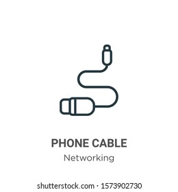 Phone cable outline vector icon. Thin line black phone cable icon, flat vector simple element illustration from editable networking concept isolated on white background