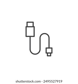 Phone cable outlined icon isolated on white background