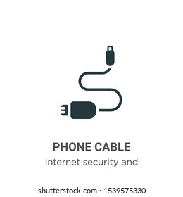 Phone cable vector icon on white background. Flat vector phone cable icon symbol sign from modern internet security and networking collection for mobile concept and web apps design.