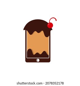 Phone Cake logo design vector template. Bakery logo concept