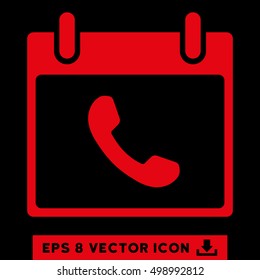 Phone Calendar Day icon. Vector EPS illustration style is flat iconic symbol, red color.