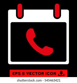Phone Calendar Day icon. Vector EPS illustration style is flat iconic bicolor symbol, red and white colors.