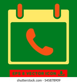 Phone Calendar Day icon. Vector EPS illustration style is flat iconic bicolor symbol, orange and yellow colors.