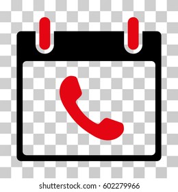 Phone Calendar Day icon. Vector illustration style is flat iconic bicolor symbol, intensive red and black colors, transparent background. Designed for web and software interfaces.