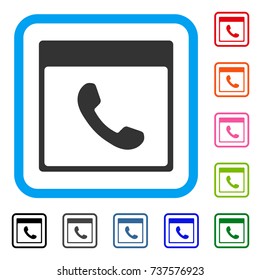 Phone Calendar Page icon. Flat grey pictogram symbol inside a light blue rounded square. Black, gray, green, blue, red, orange color additional versions of Phone Calendar Page vector.