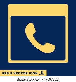 Phone Calendar Page icon. Vector EPS illustration style is flat iconic symbol, yellow color.