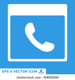 Phone Calendar Page icon. Vector EPS illustration style is flat iconic symbol, white color.