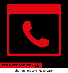 Phone Calendar Page icon. Vector EPS illustration style is flat iconic symbol, red color.