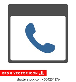 Phone Calendar Page icon. Vector EPS illustration style is flat iconic bicolor symbol, cobalt and gray colors.