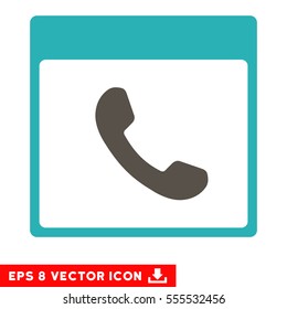 Phone Calendar Page icon. Vector EPS illustration style is flat iconic bicolor symbol, grey and cyan colors.
