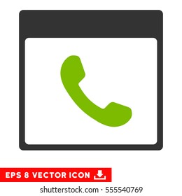 Phone Calendar Page icon. Vector EPS illustration style is flat iconic bicolor symbol, eco green and gray colors.