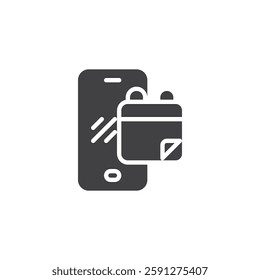 Phone with a calendar vector icon. filled flat sign for mobile concept and web design. Mobile Subscription Plan glyph icon. Symbol, logo illustration. Vector graphics