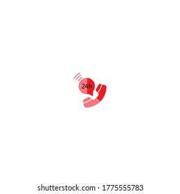 Plantilla vectorial del logotipo del icono de llamada telefónica 24 horas