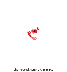 Telefon-Anruf 24 Stunden Symbol Symbol-Vektorgrafik-Vorlage