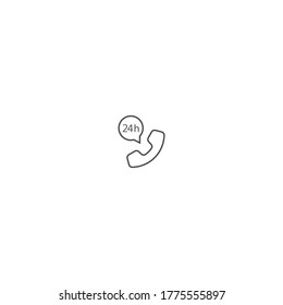 Phone call 24 hours icon logo vector template