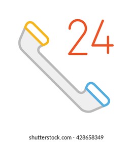 Phone Call 24 Hours Illustration - Flat Icon