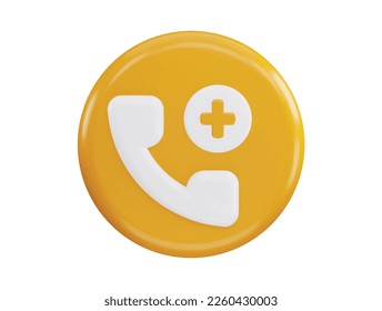 Phone call add contact communication with 3d vector icon illustration