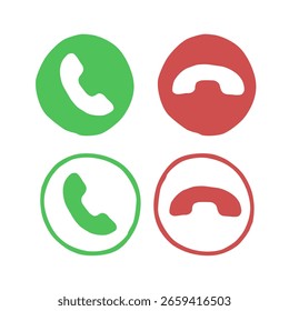 Phone Call Answer Decline Accept Hand Drawn Icons