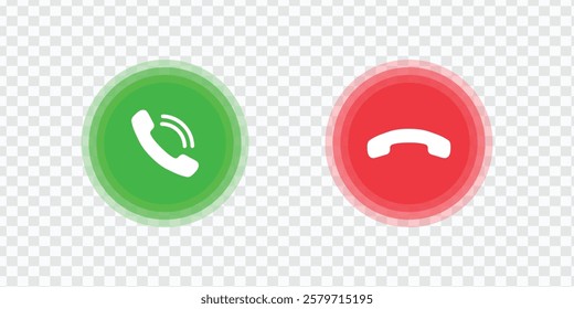 Phone Call Answer and Decline Buttons | Green and Red UI Icons