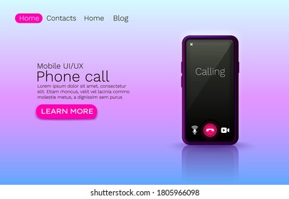 Phone call application, online video chat. Vector illustration