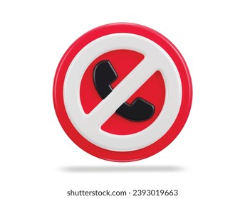 phone call ban, block 3d rendering vector icon illustration