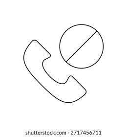 Phone call blocked or denied simple outline icon.
