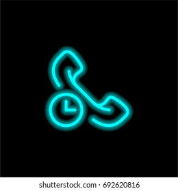 Phone call blue glowing neon ui ux icon. Glowing sign logo vector