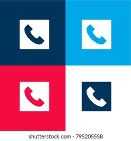 Phone call button four color material and minimal icon logo set in red and blue