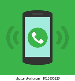 Phone call button on smartphone screen. Answer the call. Modern concept for web banners, web sites, infographics. Flat design vector illustration.