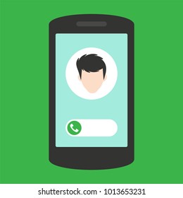 Phone call button on smartphone screen. Answer the call. Modern concept for web banners, web sites, infographics. Flat design vector illustration.