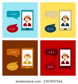 Phone call button on smartphone screen. Hand holding smartphone, finger touching screen. Answer the call. Modern concept for web banners, web sites, infographics. Flat design vector illustration.
