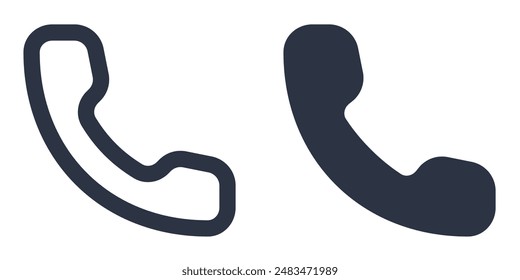 Phone or call button simple icons set designed in filled, outline, line and stroke style