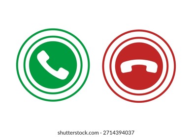 Botones de llamadas telefónicas. Responde con decadencia. Llamada telefónica. Señal simple telefónica. Ilustración vectorial de íconos.