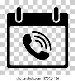 Phone Call Calendar Day icon. Vector illustration style is flat iconic symbol, black color, transparent background. Designed for web and software interfaces.