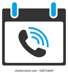 Phone Call Calendar Day vector toolbar icon. Style is bicolor flat icon symbol, blue and gray colors, white background.