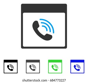 Phone Call Calendar Page flat vector pictogram. Colored phone call calendar page gray, black, blue, green pictogram variants. Flat icon style for web design.