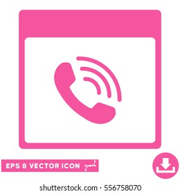 Phone Call Calendar Page icon. Vector EPS illustration style is flat iconic symbol, pink color.