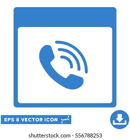 Phone Call Calendar Page icon. Vector EPS illustration style is flat iconic symbol, cobalt color.