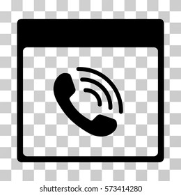 Phone Call Calendar Page icon. Vector illustration style is flat iconic symbol, black color, transparent background. Designed for web and software interfaces.
