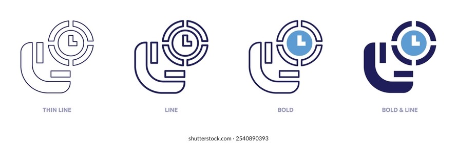 Phone call center icon in 4 different styles. Thin Line, Line, Bold, and Bold Line. Duotone style. Editable stroke.