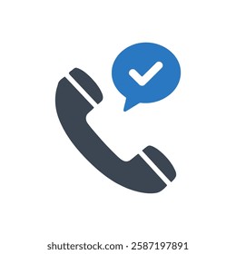 Phone Call Check Icon On White Background