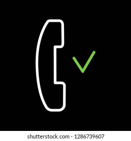 Phone call check mark outline icon