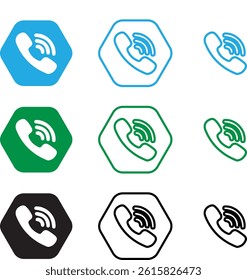 Phone Call Circles Vector Contact Icons in Flat Design Style
