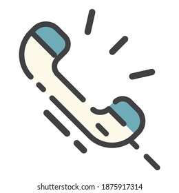 Phone Call Communication Flat Icon Isolated On White Background