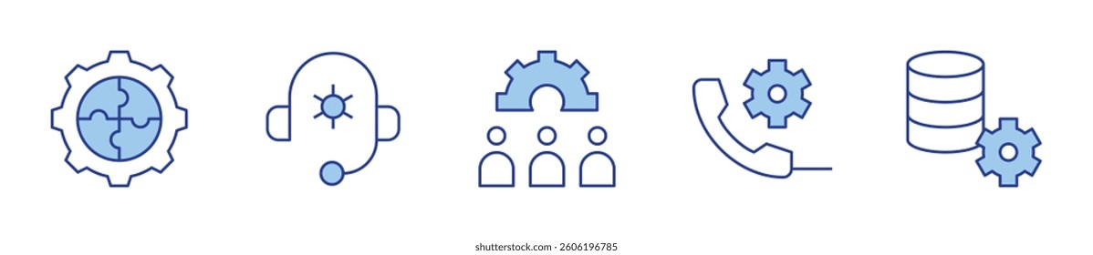 phone call, data management, settings, headphones. Settings Icon vector illustration. Line Duotone style. Editable stroke.